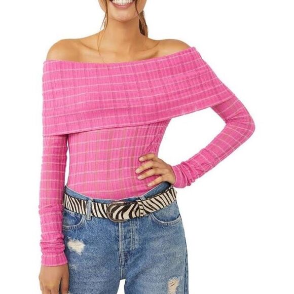 Free People Snow Bunny Girlfriend Long Sleeve Striped Shirt Small NWT - Picture 1 of 10